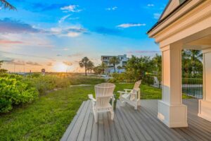 The porch at a Siesta Key vacation rental to relax on after exploring local attractions.