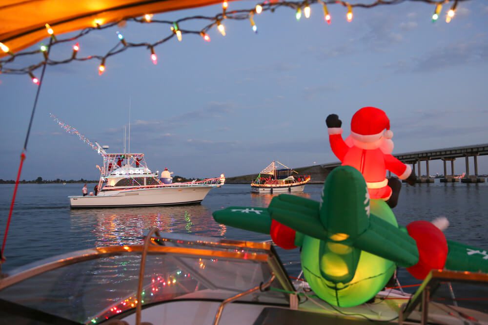 A light up boat parade, one of the popular Anna Maria Island holiday events.